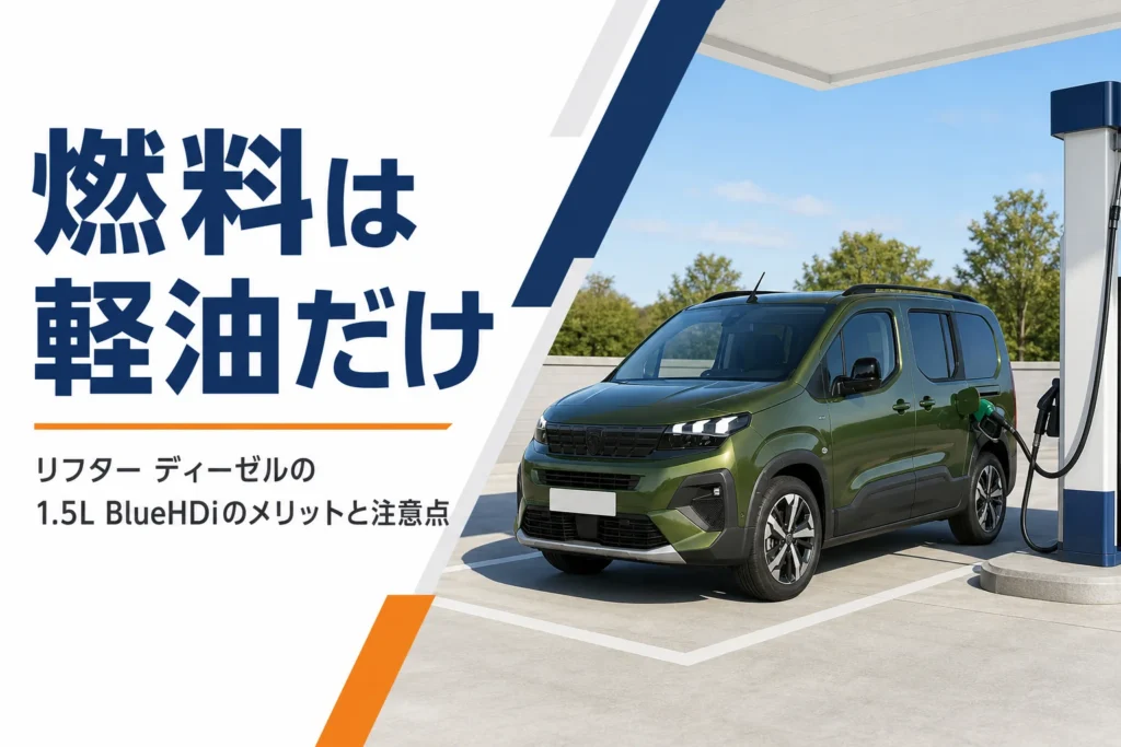 給油所で軽油を入れる準備をするリフター
