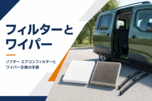 新旧のエアコンフィルターとワイパーブレード