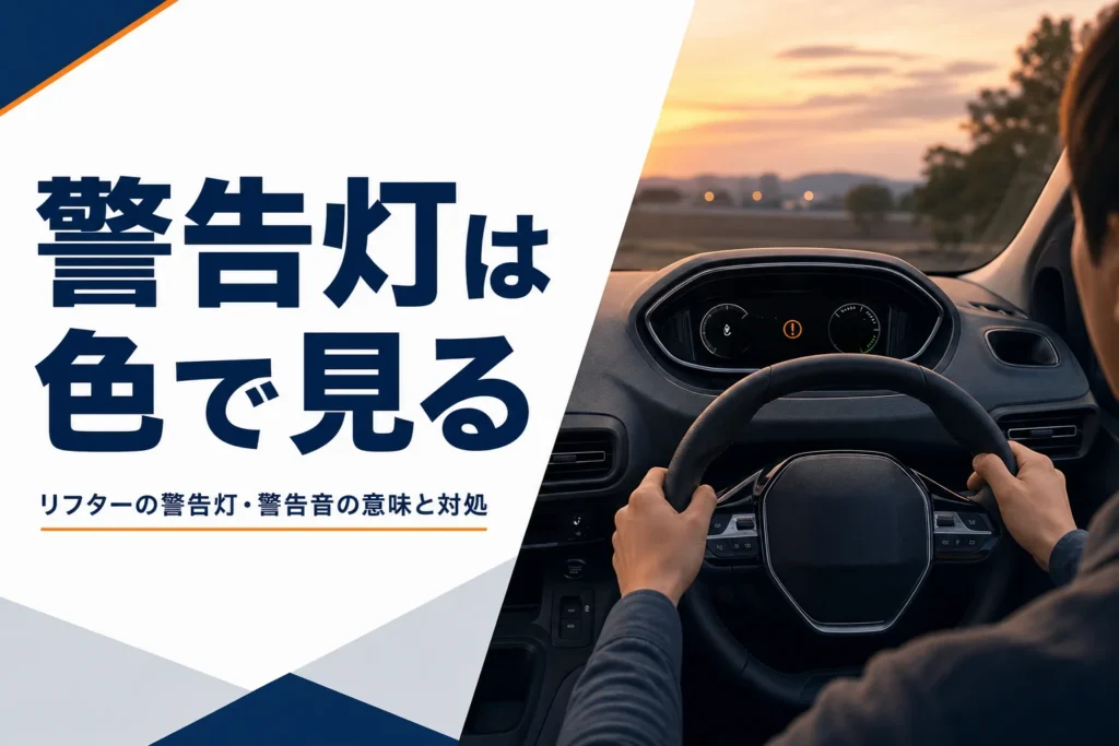 オレンジ色の警告ランプが点いた車のデジタルメーター