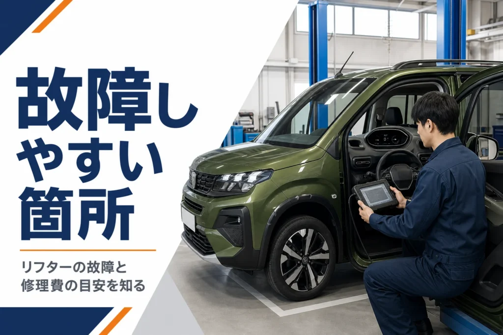 診断機で点検を受ける箱型ミニバン