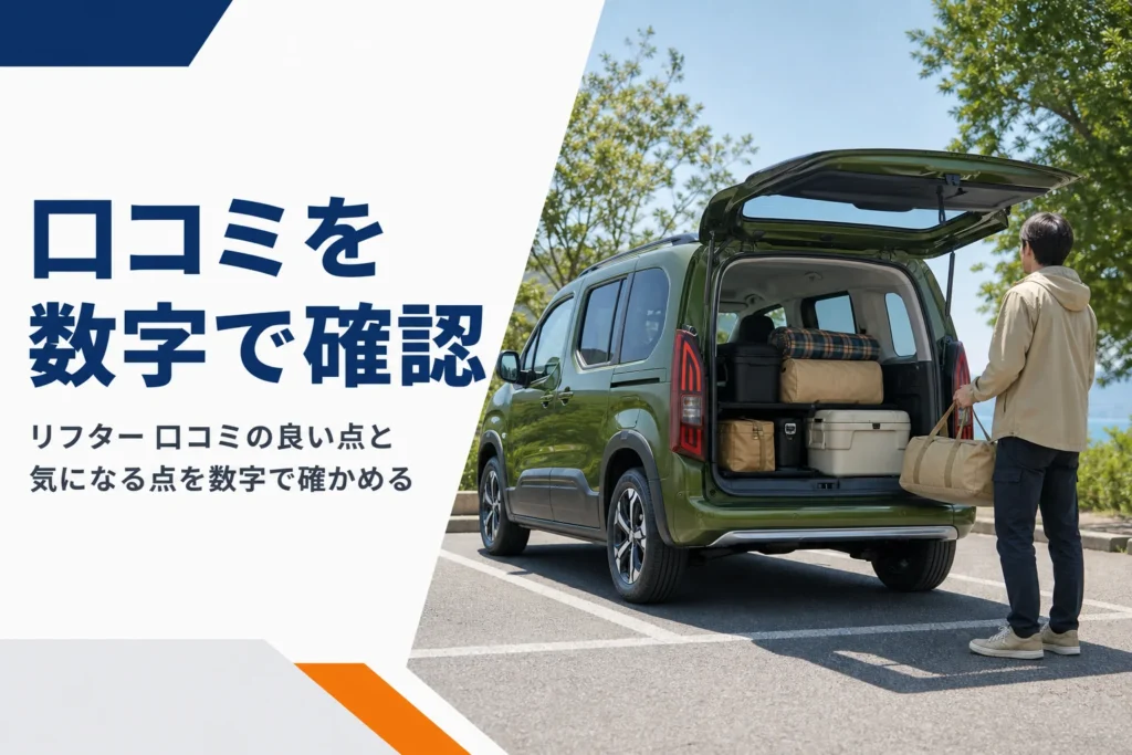 荷室を開けてキャンプ道具を積んだリフター