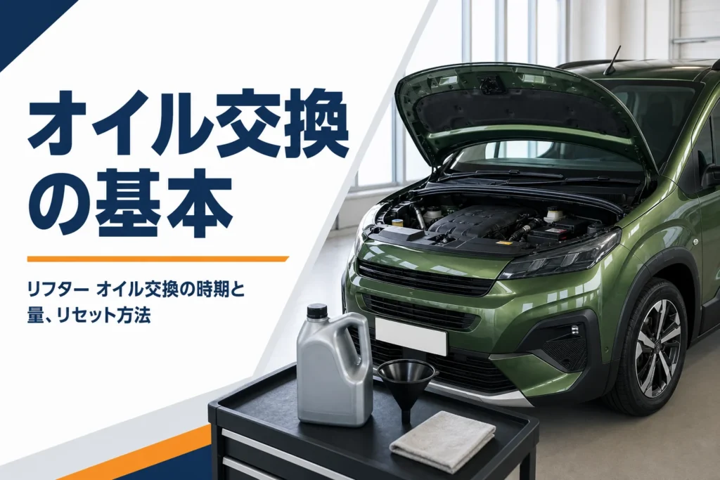リフターのエンジンルームとオイル交換の道具