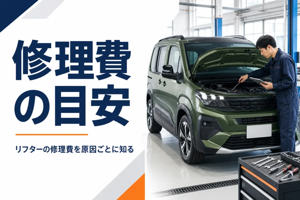 整備工場で点検を受ける箱型ミニバン