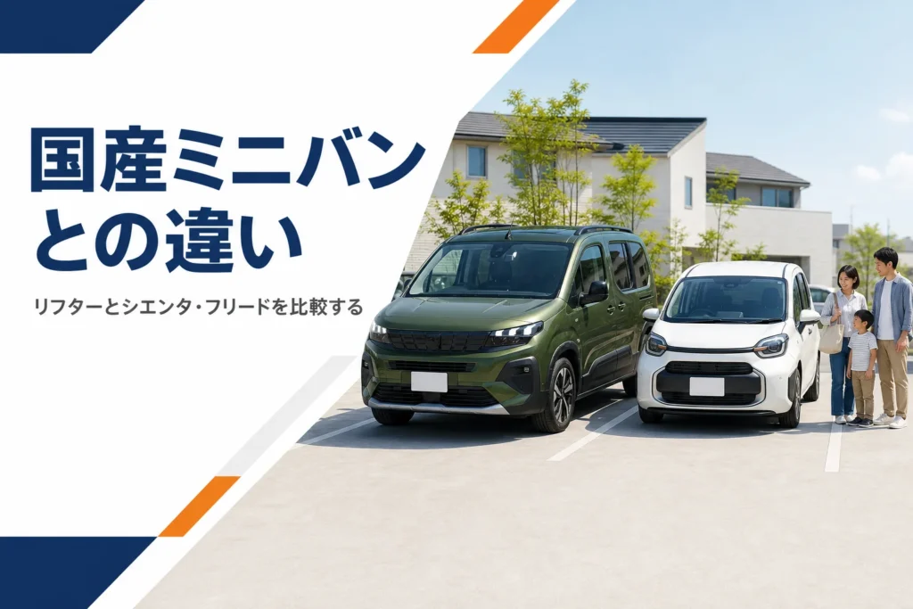 大きさの違う2台のミニバンが並ぶ様子